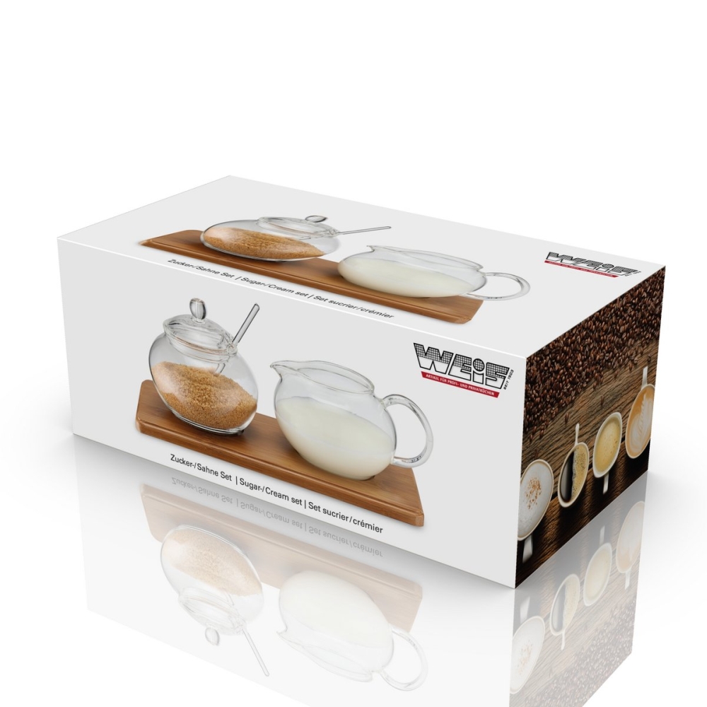 Karl Weis Zucker-/Sahne Set Glas mit Bambustablett